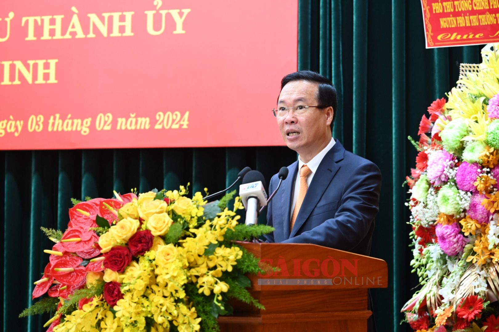 3-Chủ tịch nước phát biểu tại lễ trao Huy hiệu 45 năm tuổi Đảng đến đồng chí Nguyễn Văn Nên (Ảnh: Văn Minh).